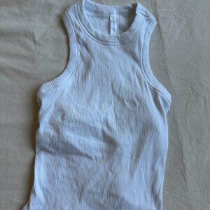 Fabletics White Racerback Tank with Built-In Bra, Size: S